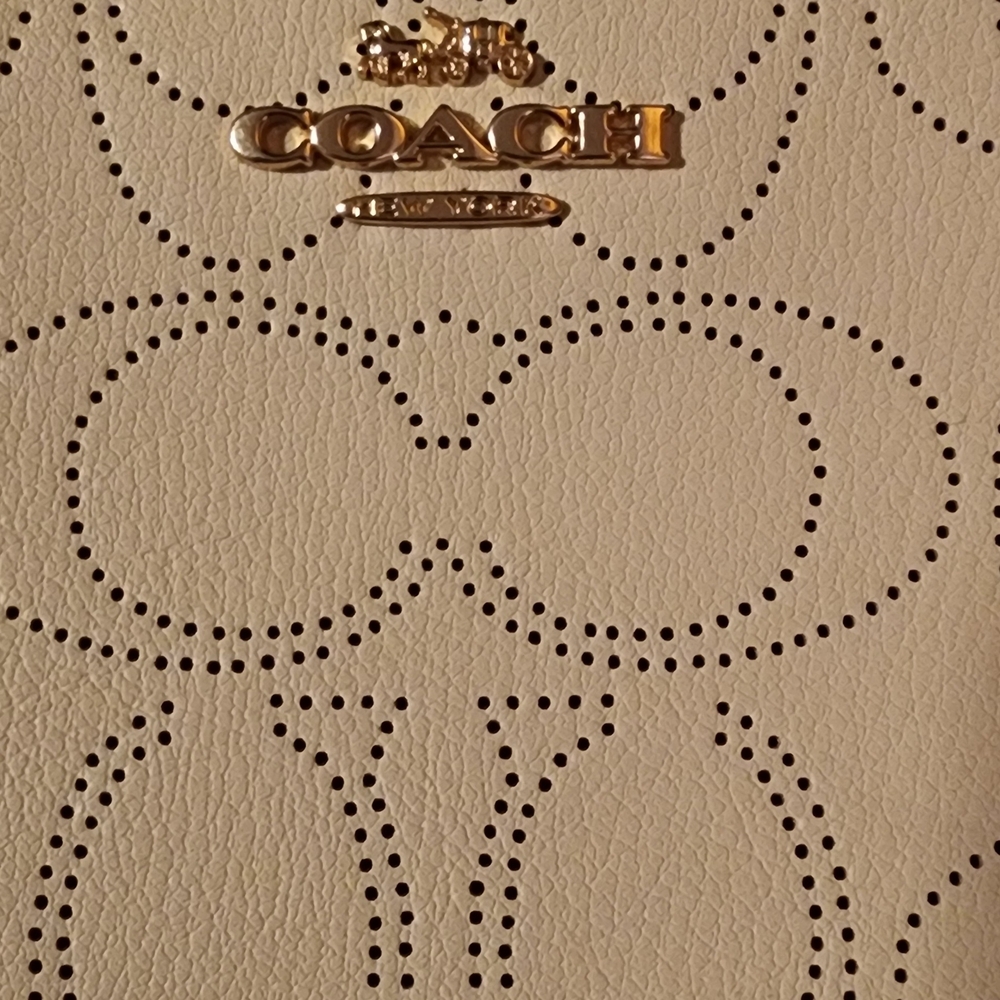 Coach Perforated Cream Leather Bag